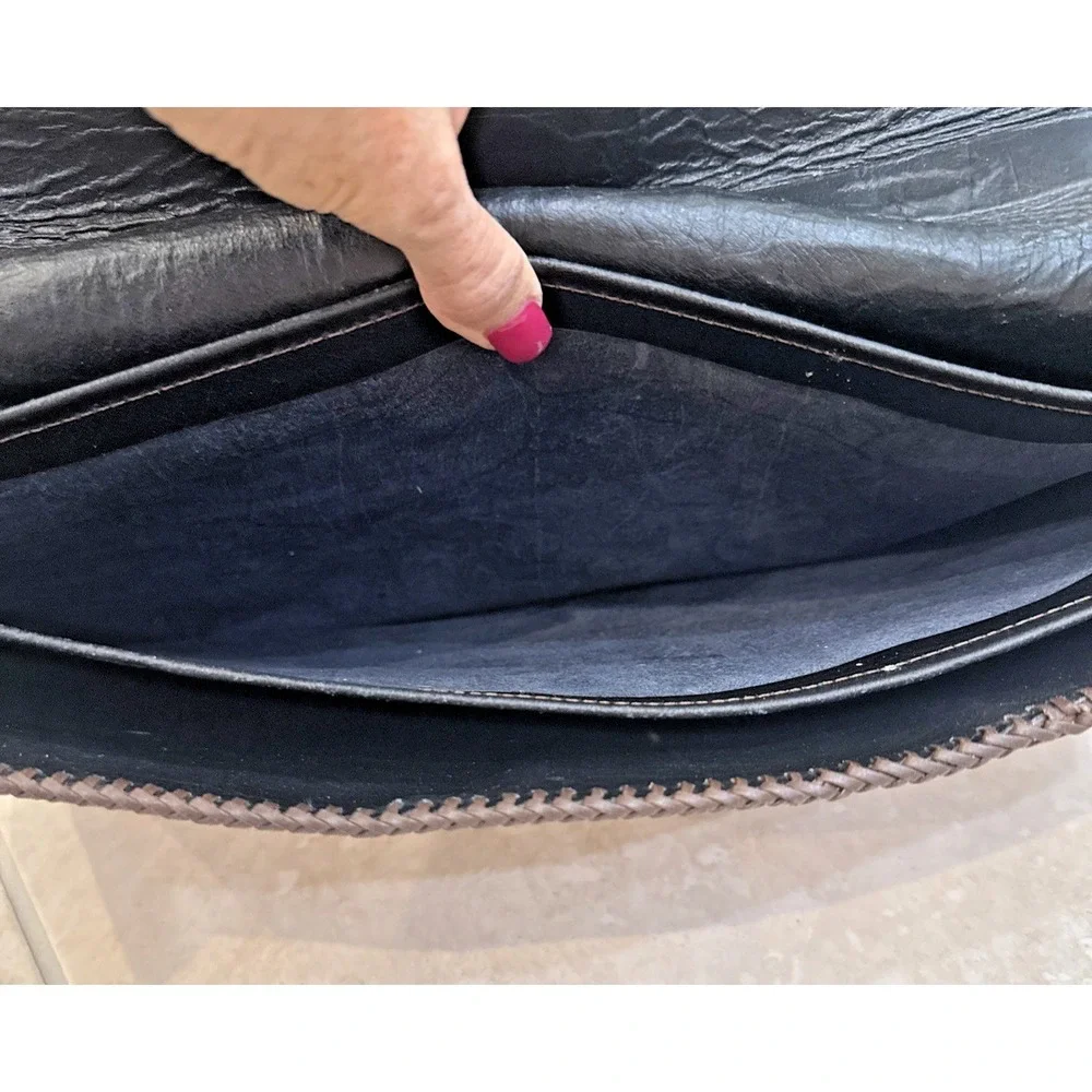 VTG Handmade Embossed Leather Portfolio Organizer Document Bag Layer Attaché